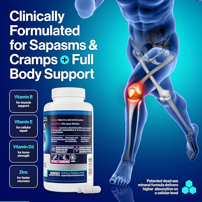 MAGNOX® Buster | Patented Clinically Tested 380mg Magnesium Supplement for Spasms & Leg Cramps at Night | One Capsule a Day for Almost Full Dosage | 3X More Absorption | Dead Sea Minerals (120 Caps)