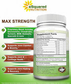 aSquared Nutrition Glucosamine Chondroitin Turmeric MSM Boswellia - 120 Capsules - Joint Support Supplement - Joint Support Relief Pills for Health - Natural Supplement for Back, Knee & Hands