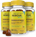 RESCUE Bach Plus Mood & Stress Support Gummies, Daytime Dietary Supplement with Passionflower, GABA, Saffron & Vitamin D, Natural Orange Flavor, Vegan & Gluten-Free, 3 Pack, 180 Count Total