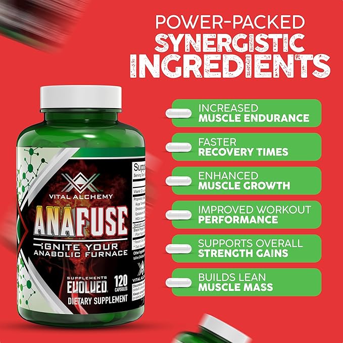 Vital Alchemy Anafuse Turkesterone Supplement for Men, Epicatechin, Quercetin, Black Pepper, and More - Increase Stamina, Lean Muscle Growth & Recovery - USA Made & Non-GMO - 120 Vegan Capsules