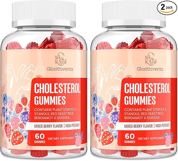 Cholesterol Supplement with Plant Sterols & Stanols, Guggul, Bergamot Orange Extract, Red Yeast Rice, Cholesterol Complex Gummies, Mixed Berry Flavor, 120 Counts