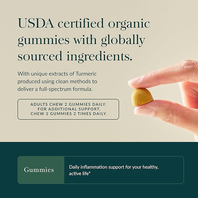 Gaia Herbs Turmeric Supreme Adult Daily - Daily Support for Healthy, Active Lifestyle* - USDA Certified Organic Blend of Turmeric & Supportive Herbs - 40 Vegan Gummies (20 Servings)