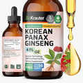 BIO KRAUTER® Ginseng Supplement - Pure Vegan Liquid Drops Korean Red Ginseng 696 mg per Serving 4 Fl.Oz 56-Day Supply - Used for Energy, Focus, Performance & Immune Support - Alcohol & Sugar Free