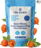 TrueSeaMoss Ashwagandha Gummies for Women & Men – Vegan Formula with Sea Moss, Bladderwrack & Burdock Root – 60 Gummies (Pouch May Vary)