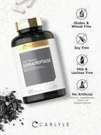 Carlyle Serrapeptase Supplement 120000 SPU | 120 Capsules | High Potency for Women and Men | Non-GMO and Gluten Free