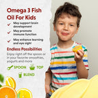 Barlean's Omega Pals Lipsmackin' Citrus Flavored Omega-3 for Kids, Yummy Children's Liquid Fish Oil Supplement with 750 mg of EPA & DHA for Brain & Eye Health, 8 oz, 2 Pack