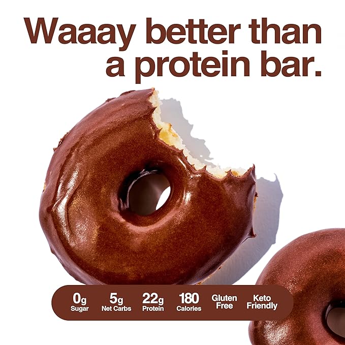 Legendary Foods Protein Donuts - 22g Protein, Dipped Chocolate, Zero Sugar Snack, Gluten Conscious, Low Carb, Keto Suitable, Diabetic and GLP-1 Diets - 8 Pack with Two Donuts per pack