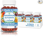 Lunakai USA Made Magnesium Glycinate Gummies with L-Theanine for Kids & Adults – 420mg Magnesium Supplement for Calm, Sleep & Stress Support - 6 Pack