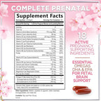 Prenatal Vitamins for Women - Prenatal Multivitamin with Folic Acid & Omega 3 DHA Fetal Development Support - Pregnancy Vitamin Supplement with, Vitamin A, C, D, B6, B12 & Iron - 60 Softgels