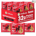 Hethstia Protein Ramen Spicy Beef Flavor, 6-Pack Instant Noodle Soup, 32g Plant-Based Protein, Vegan, Non-GMO, Low Fat, Healthy High Protein Ramen Meal