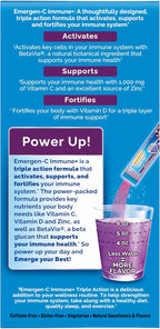 Emergen-C Immune+ Triple Action Immune Support Powder, BetaVia (R), 1000mg Vitamin C, B Vitamins, Vitamin D and Antioxidants, Elderberry – 18 Count