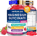 60 Day Supply Magnesium Glycinate 400mg Gummies with Ashwagandha, L-Theanine, CoQ10, Vitamin D3 & B6, Sugar Free Magnesium Gummies for Adults & Kids, Stress Relief, Sleep & Calm, Vegan, Gluten Free