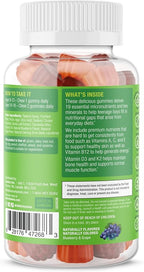 SUKU Teen Boy Multivitamin Gummies – Vitamins A, B12, C, D3, E, Zinc & Biotin – Sugar-Free Vegetarian Supplement for Energy, Growth, Immune & Bone Health – Grape Flavor – 60 Count