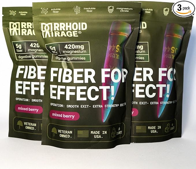 Fiber Extra Strength Gummies with Magnesium Citrate – Extra Strength Gut & Digestive Support – Mixed Berry Flavor – Daily Wellness Supplement – 60 Gummies (3)