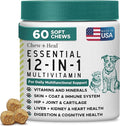 Dog Multivitamin Chewable - Chew + Heal 12-in-1, 60 Ct, Puppy & Senior Dog Vitamins & Supplements for Hip & Joint, Skin & Coat, Immune Support with Glucosamine, Omega 3,6,9, Probiotics, Chicken Flavor
