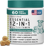 Dog Multivitamin Chewable - Chew + Heal 12-in-1, 60 Ct, Puppy & Senior Dog Vitamins & Supplements for Hip & Joint, Skin & Coat, Immune Support with Glucosamine, Omega 3,6,9, Probiotics, Chicken Flavor