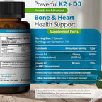 Vitamin D3 K2 5000 IU (MK-7 90 mcg) Supplement – 120 Veg Capsules – K2 D3 Vitamin Supplement for Bone, Heart & Immune Support & Calcium Absorption- Non-GMO, Gluten Free - Made in USA