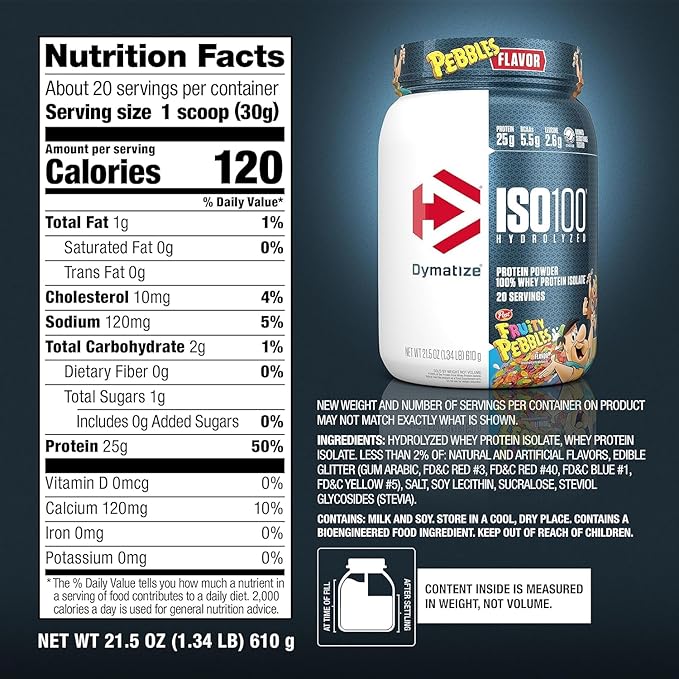 Bundle of Dymatize Performance Protein Shake, Fruity Pebbles (12 pack) + ISO100 Whey Protein Powder Isolate, Fruity Pebbles (20 Servings)