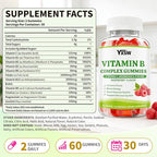 Vitamin B Complex Gummies for Women & Men - Vitamin B12, B1, B2, B3, B5 & B6 -B Complex Vitamin Supplements with Vitamin C,Magnesium & Choline, Raspberry Flavor, 60 Count