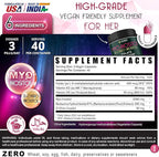 6in1 Premium 40:1 Myo-Inositol & D-Chiro Inositol Supplement for Women with Folate, Berberine HCl 97%, Vitamin D3 & K2 - Hormonal Balance & Ovarian Health Support- 120 Vegan Capsules