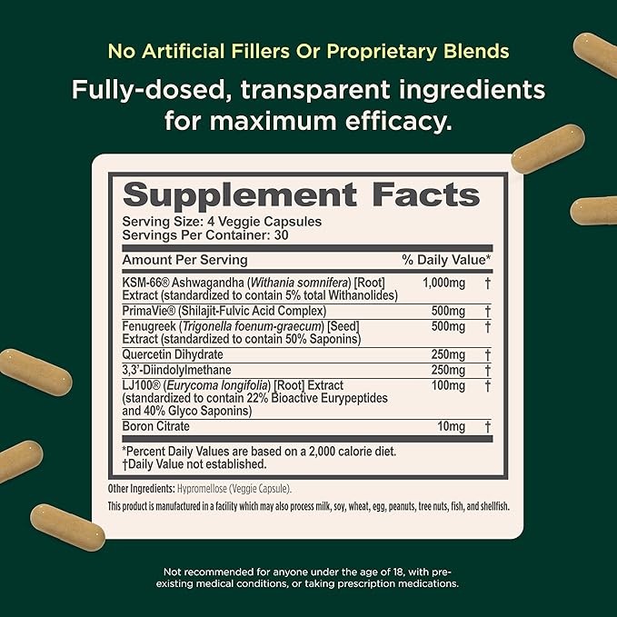 Genius Test, Advanced Testosterone Booster for Men - Natural Stamina, Endurance, Energy & Strength Enhancing Supplement - Lean Muscle Builder, Brain & Libido Support Male Supplements, 120 Veggie Pills