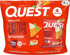 Quest Nutrition Tortilla Style Protein Chips, Buffalo Ranch, 19g of Protein, 4g Net Carbs, Gluten Free Protein Snack, 1.1 Ounce, 4 count