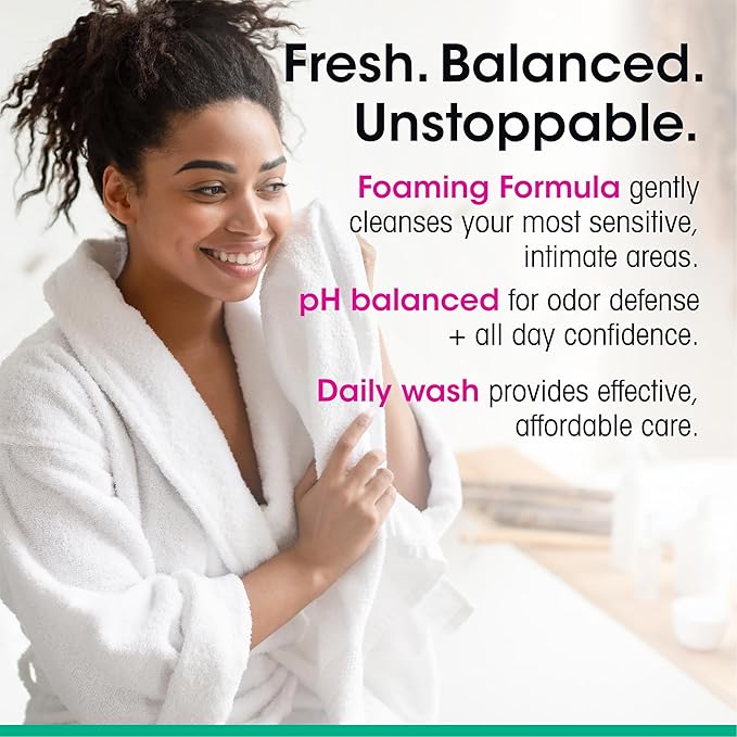 vH Essentials Feminine Foaming Wash with Boric Acid and Prebiotics, Odor Eliminating pH-Balanced Daily Cleanser with Lavender and Chamomile, 5 fl oz