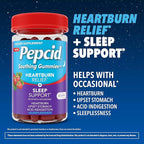 Pepcid Soothing Gummies, Heartburn Relief + Sleep Support Gummies Help Occasional Heartburn, Upset Stomach, Acid Indigestion + Sleeplessness, Calcium & Melatonin, Strawberry, 32 ct