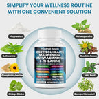 Cortisol Supplements for Women and Men with Magnesium, Ashwagandha, Rhodiola Rosea, L-Theanine for Cortisol Reducer, Stress Relief and Sleep Support Vegan Capsules - 60 Count