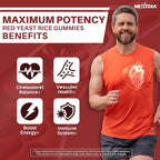 Red Yeast Rice Gummies 2400MG with CoQ10, Suagr Free Balanced Chṏlesterṏl Supplements Plus Citrus Bergamot, Plant Sterols & Stanols Supports Vḁsculḁr Health, Energy, Immunity for Age 50+,Vegan,60 Cts
