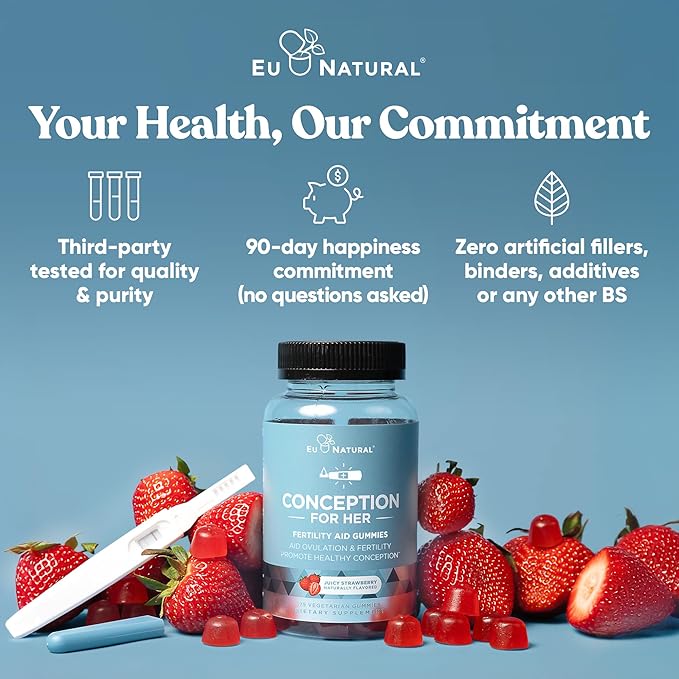 Conception for Her Fertility Gummies - Fertility Supplements for Women with Myo Inositol, Folate & more Essential Nutrients - Delicious Juicy Strawberry Hormone Balance Vitamins, 75 ct Pectin Gummies