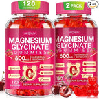 Magnesium Glycinate Gummies 600mg, Chewable Sugar Free Magnesium L-threonate Gummies with Vitamin D, B6, and CoQ10 for Sleep, Relaxation, Brain and Muscle, 60 Days Supply for Men & Women