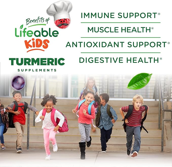 Lifeable Turmeric Curcumin and Ginger for Kids – with Black Pepper Extract – Great Tasting Natural Flavor Gummy Supplement – Gluten Free Vegetarian Chewable – 90 Gummies