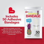 BioSwiss Bandages, Funky Pineapple Shaped Self Adhesive Bandage Set, Latex Free, Sterile Wound Care, 50 Count