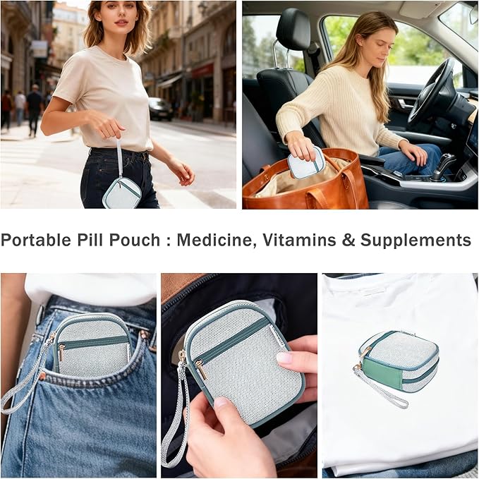 Weekly Travel Pill Organizer 3 Times A Day Pill Case for Purse with Removable 7 Day Pill Box Holder,Cute Medication Organizer Pill Container for Medicine, Vitamin, Fish Oils,Supplement(Teal, Large)