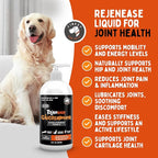 Liquid Glucosamine for Dogs with Chondroitin, MSM & Hyaluronic Acid (32oz). Hip & Joint Supplement Supports Better Mobility & Promotes New Cartilage. Eases Joint Stiffness. Rejenease, Made in USA