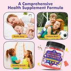 Magnesium Glycinate Gummies for Kids 4+ & Adults- Melatonin Free Sleep Aid, Magnesium Glycinate 150/300 mg Supplements for Calm & Relaxation Support, Sugar Free Strawberry Flavor, 120 Ct