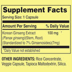 Convergence Korean Panax Ginseng Vegetarian Capsules, 100 mg, 60 Count