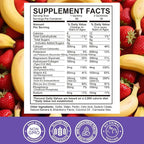 Calcium Potassium Magnesium Gummies for Kids & Adults, Magnesium Potassium Calcium Supplement for Kids, Sleep, Bone Strength, Density Support, Sugar Free, Juice Banana & Strawberry Flavor, 60 Gummies