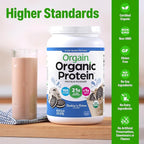 Orgain Organic Vegan Protein Powder, Cookies & Cream - 21g Plant Based Protein, 7g Prebiotic Fiber, Low Net Carb, No Lactose Ingredients, No Added Sugar, Non-GMO, For Shakes & Smoothies, 2.03 lb