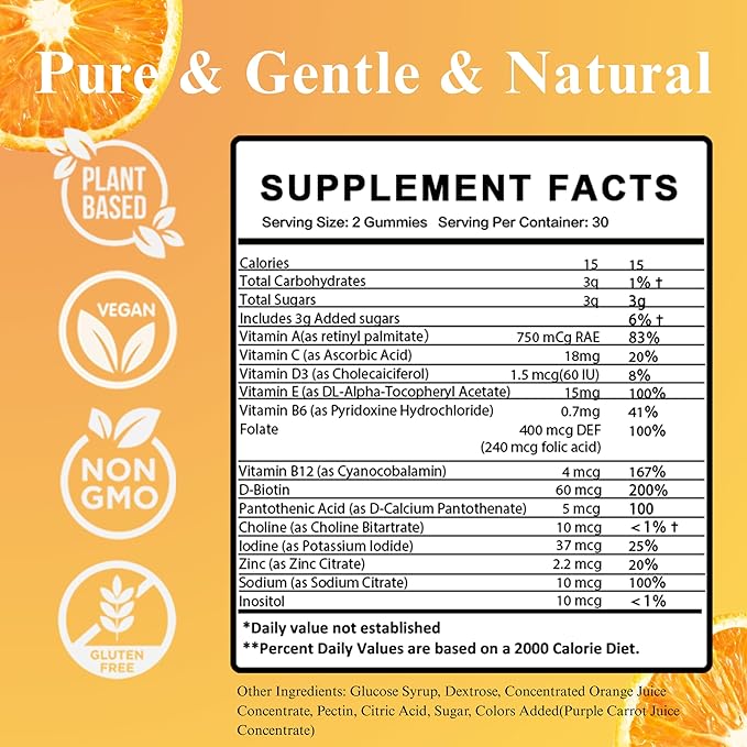 Womb Gummies for Hormone Balance & Ovary and Uterus Cleanse & Menstrual Cycle, Inositol Fertility PCOS Multivitamin Gummies for Women to Get Pregnant Fast, 60 Count Orange Flavor