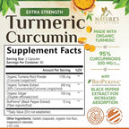 Turmeric Curcumin Supplement 2350mg - 95% Curcuminoids with Organic Turmeric & Ginger, BioPerine Black Pepper for Best Absorption, Nature's Vegan Joint Support, Non-GMO, Bottled in USA - 240 Capsules