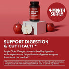 Apple Cider Vinegar Capsules with Cayenne Pepper for Digestive Health Support - 500mg ACV and 20mg Capsicum Annuum Per Serving - Easy-to-Take, Unflavored - 120 Count - Vegan, Non-GMO - 4 Month Supply