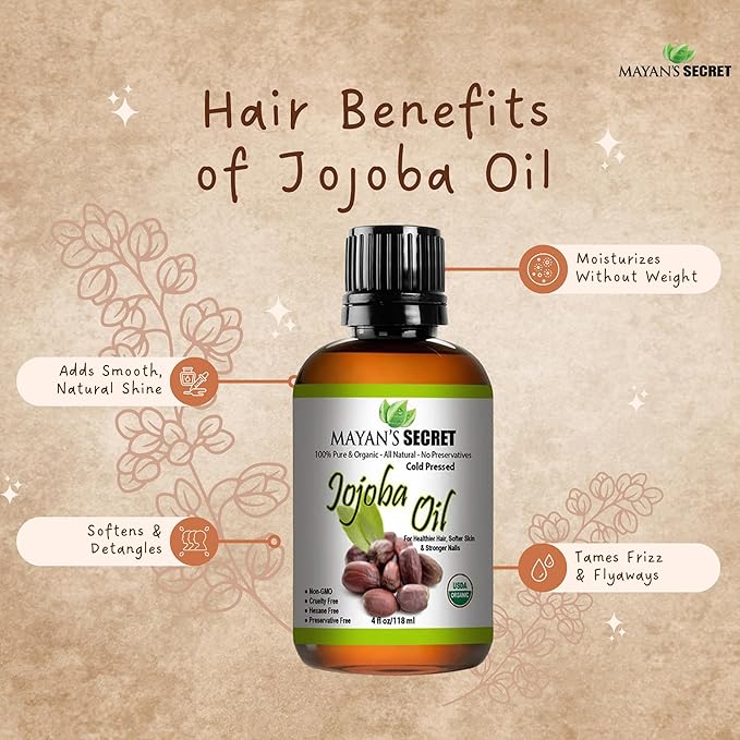 Pure Carrier and Essential Oils for Skin Care, Hair, Body Moisturizer for Face-Anti Aging Skin Care (Jojoba Oil Organic, 4oz)