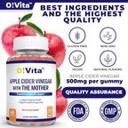 Apple Cider Vinegar Gummies with The Mother, Gluten Free, Vegan, Made with Pomagranate, Beet Root, and Vitamin B12 for Energy - 60 Non-GMO Apple Flavored Gummies, up to 2-Month Supply