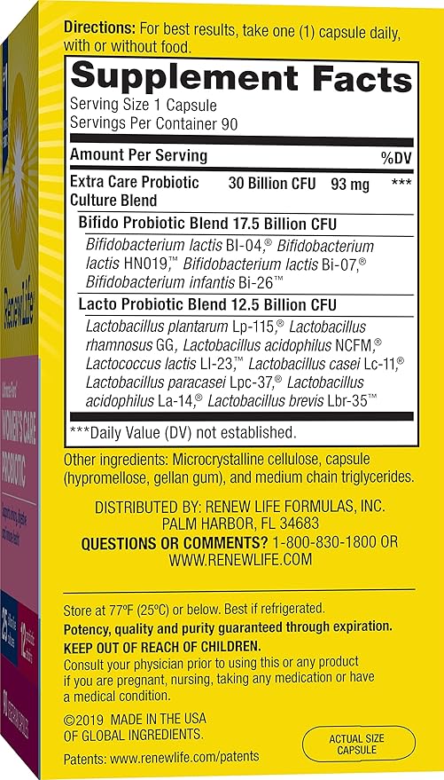 Renew Life Ultimate Flora Women's Care Probiotic, 25 Billion CFU, 90 Capsules (Package May Vary)