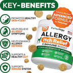 Dog Allergy Relief Chews - 170 Dog Allergy Chews - Itch Relief for Dogs - Omega 3 Fish Oil, Probiotics For Itchy Skin & Hot Spots Allergies, Paw Licking, Dry Skin & Coat Supplement - Beef Liver Flavor