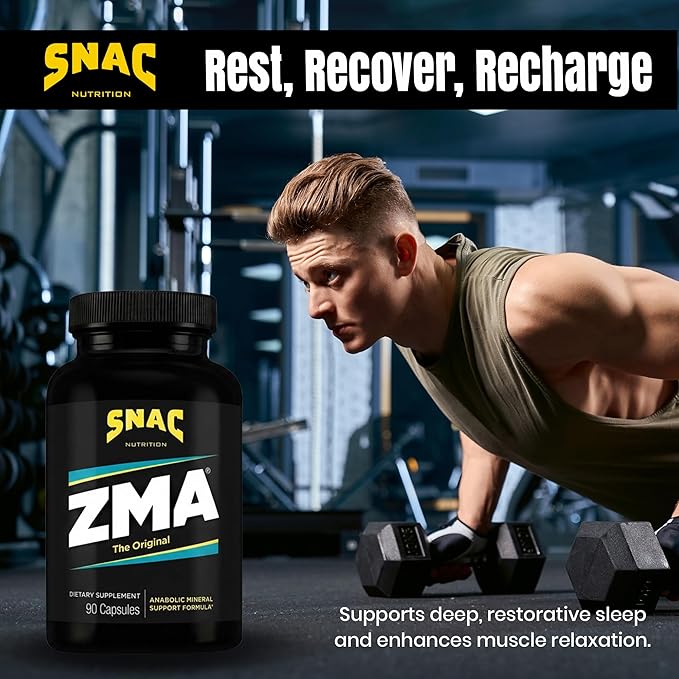 SNAC ZMA The Original Sleep & Recovery Supplement - Supports Muscle Recovery, Restful Sleep, Relaxation, Stress Relief and Immune Support with Magnesium, Zinc and Vitamin B6, 90 Veggie Capsules