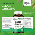 Wild & Organic Lung Cleanse Capsules - Lung Support Supplement with Mullein Leaf, Stinging Nettle, Angelica & Korean Panax Ginseng - Vegan, No Fillers, Non-GMO - 180 Count