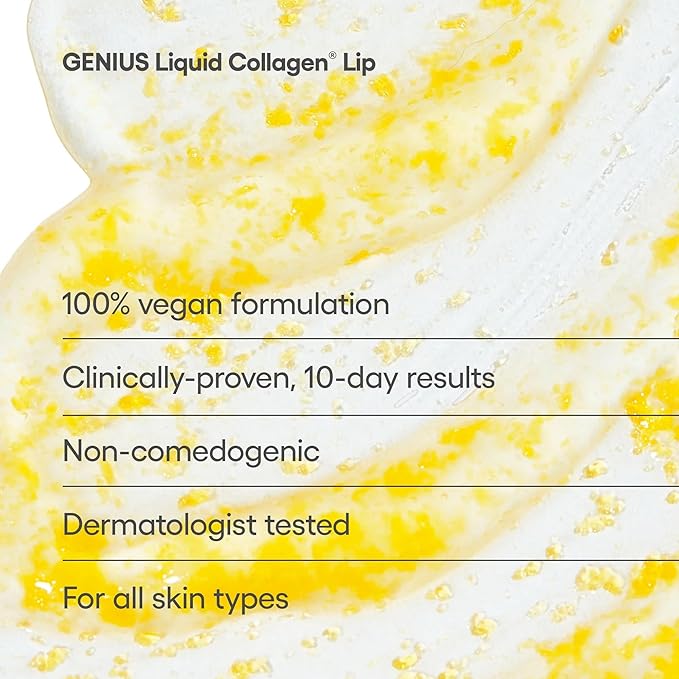 Algenist GENIUS Liquid Collagen Lip - Active Vegan Collagen Lip Treatment for Visibly Smoother Lips - Non-Comedogenic & Hypoallergenic Skincare (15ml)
